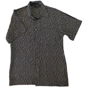 RISCATTO Black, Brown, Tan & Cream Short Sleeve Collared Shirt Men's Size M VTG